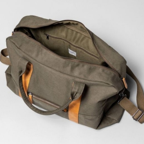 Hearth & Hand Weekend Bag Canvas & Leather Green - Picture 6 of 6